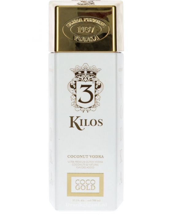 3 Kilos Coconut Vodka 1 Liter – Goudstaaf fles met kokosvodka