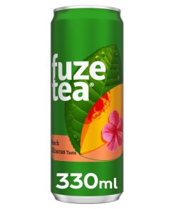 Fuze Tea Peach Hibiscus Ice Tea Blikjes 33cl Tray 24 Stuks – zachte, fruitige ijsthee met perzik en hibiscus