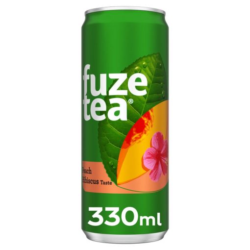 Fuze Tea Peach Hibiscus Ice Tea Blikjes 33cl Tray 24 Stuks – zachte, fruitige ijsthee met perzik en hibiscus