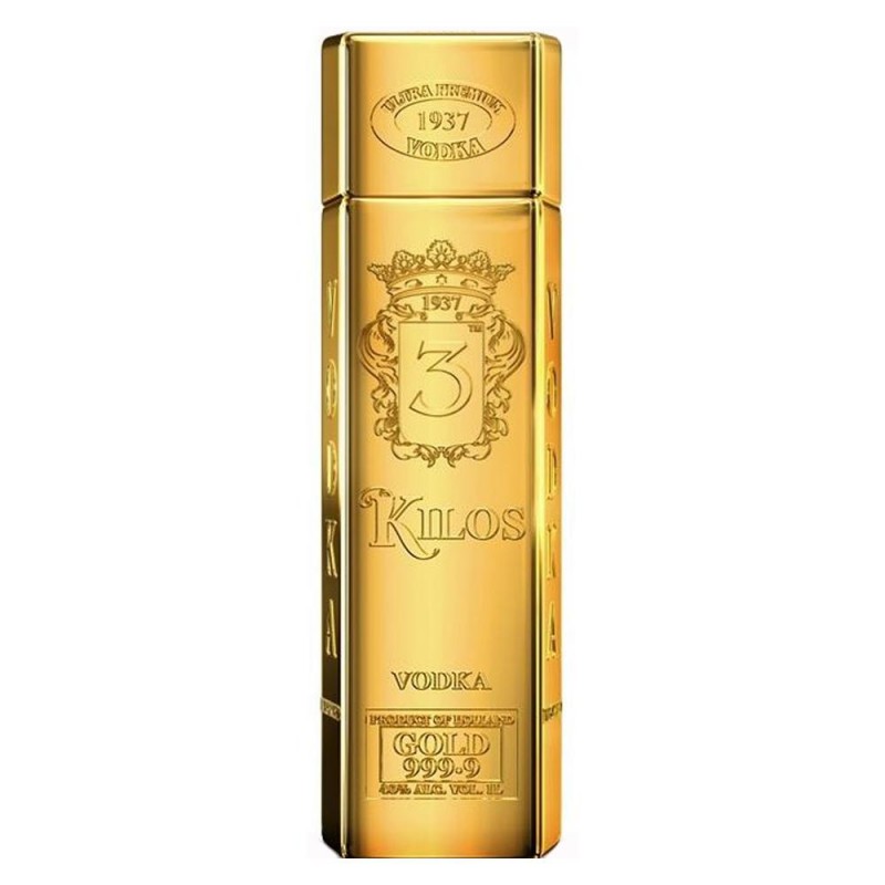 3 Kilos Gold Vodka 1 Liter – Luxe vodka in goudstaaf fles