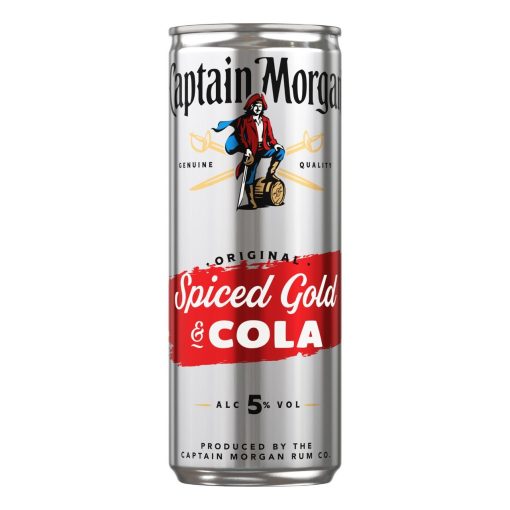 Captain Morgan Spiced & Cola Blikjes 25cl Tray 12 Stuks – kruidige rum met cola
