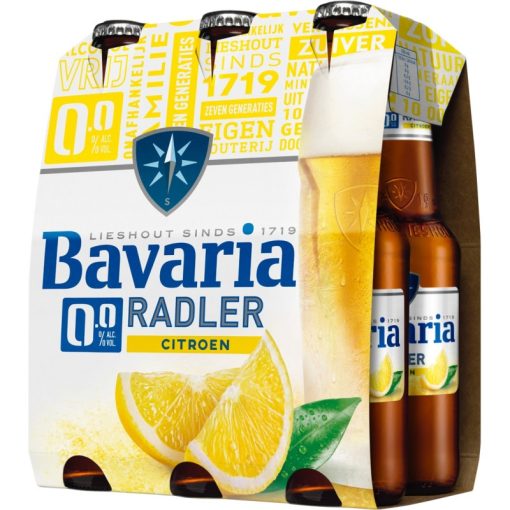Bavaria Radler lemon 0.0% Alcoholvrij Bier Flesjes Krat 3x4x30cl