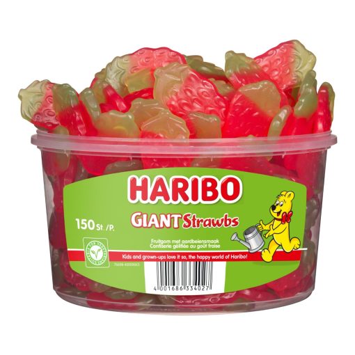 Haribo Aardbei Snoepjes Silo Emmer 150 stuks