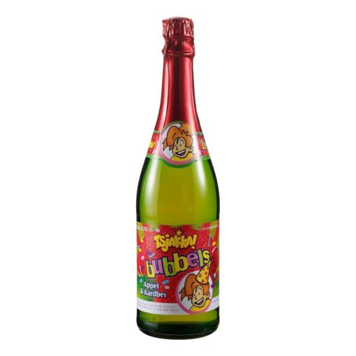 Kinderchampagne Appel Aarbei Tjakka Bubbels Fles 75cl (Alcoholvrij)