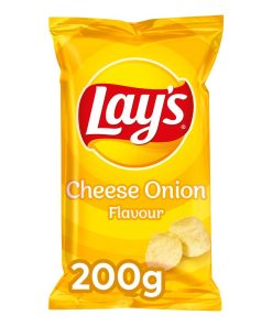 Lay's Cheese Onion Chips Grote Zakken 200 gram Doos 18 Stuks