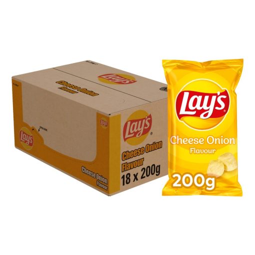 Lay's Cheese Onion Chips Grote Zakken 200 gram Doos 18 Stuks - Afbeelding 2