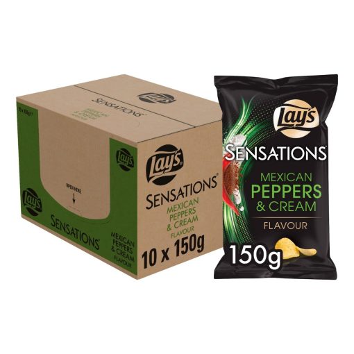 Lay's Mexican Pepperscream Grote Zakken 150 gram Doos 10 Stuks