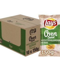 Lay's Oven Baked Mediterraanse Kruiden Chips Grote Zakken 150 gram Doos 12 Stuks