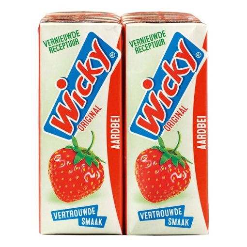 Wicky Drink Aardbei Pakjes 20cl Tray 30 stuks